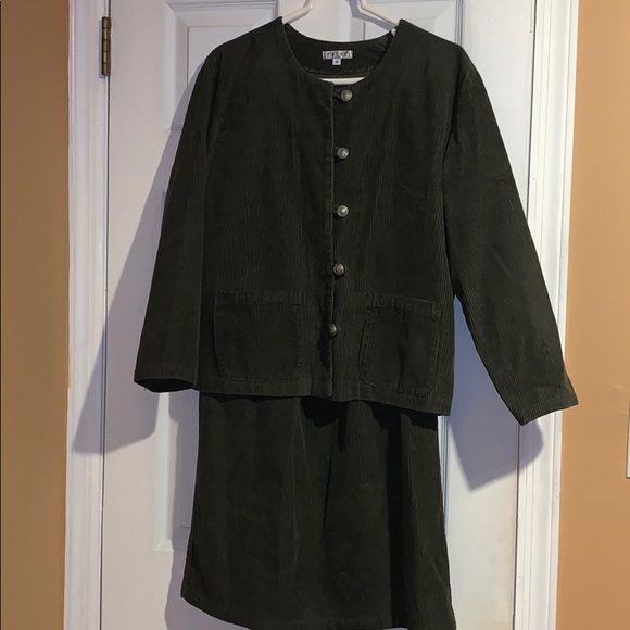 Focus vintage dk green corduroy 2 piece skirt set - Picture 1 of 4